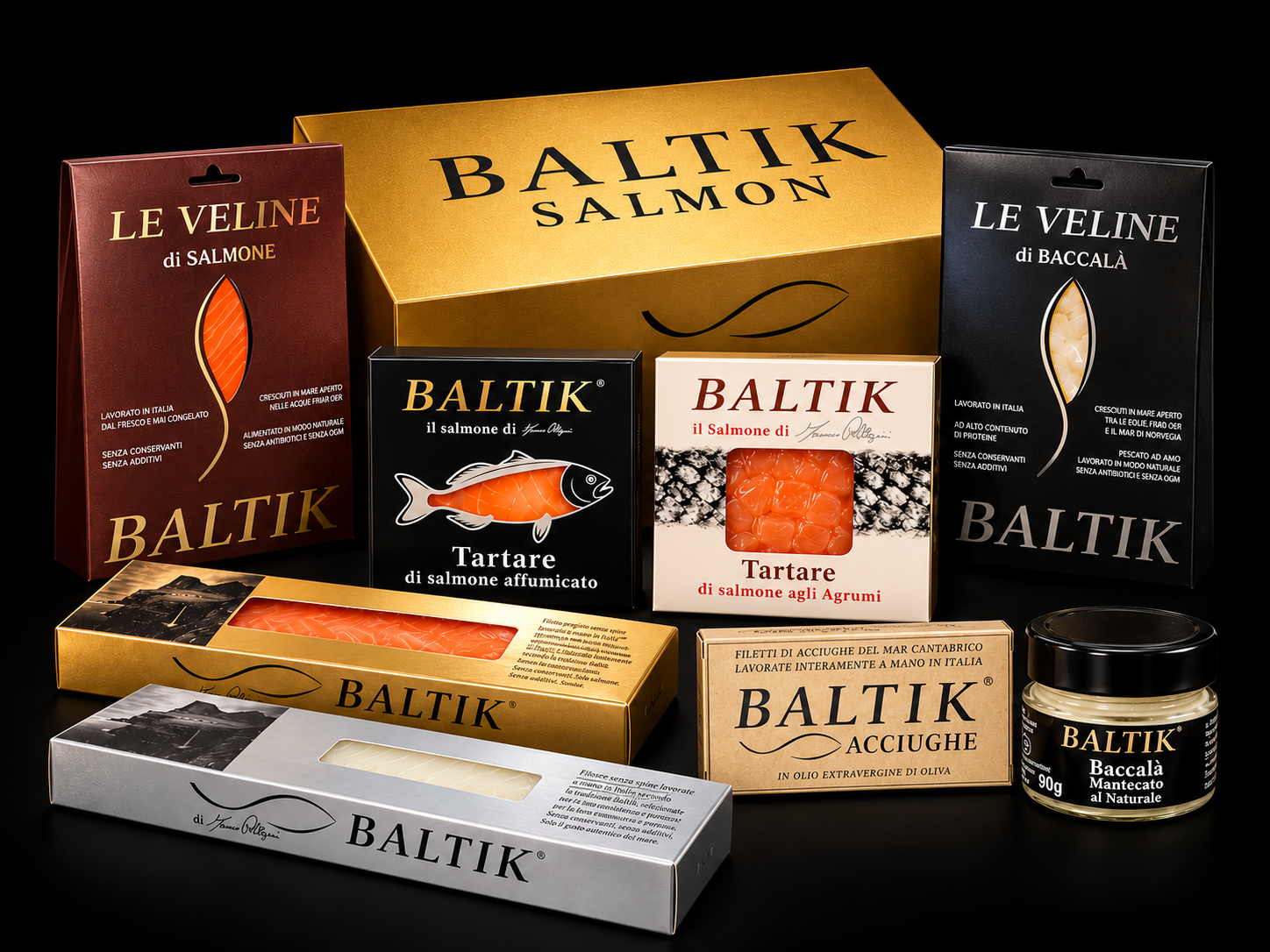 Collezione BALTIK su sfondo nero